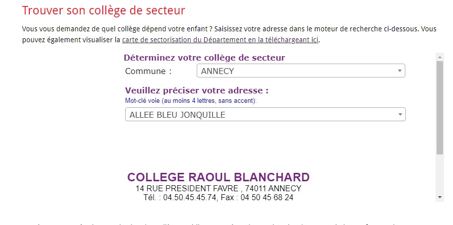 Trouver  son collège de secteur